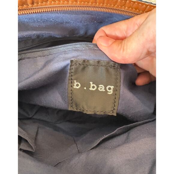 b. bag Cream and Navy Blue Striped Bag Tote Purse - Picture 5 of 11